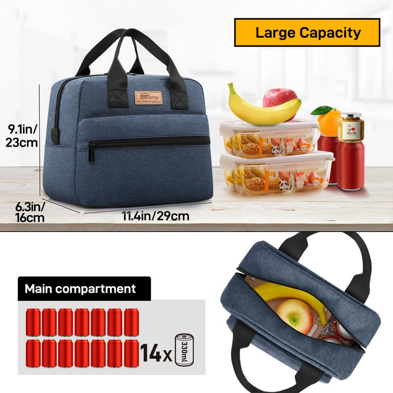 HOMESPON Insulated Lunch Bag for Women Men Lunch Box Cooler Lunch Tote for Work Picnic (Navy) - Image 3